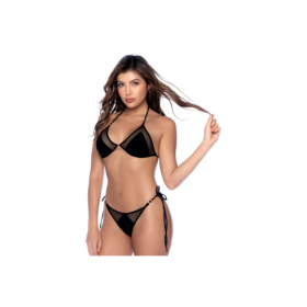 Bikini Noir Triangle avec Détails en Tulle 